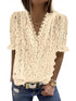 Solid Color Lace Chiffon Women's Loose Fit Pullover Top