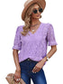 Solid Color Lace Chiffon Women's Loose Fit Pullover Top