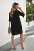 Solid Color Loose V Neck Half Sleeve Mini Dress