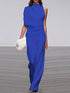 Solid Color One-shoulder Pile Collar Jumpsuit