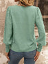 Solid Color Pleated Button V Neck Long Sleeved Hoodie