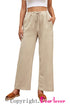 Solid Color Pocket Casual Elasticized Pants