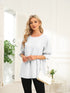 Solid Color Round Neck Ruffle Sleeve Chiffon Blouse