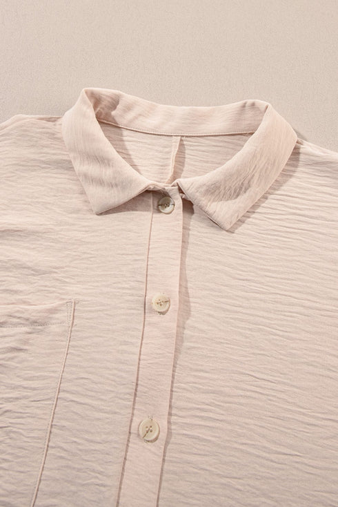 Solid Color Short Sleeve Lapel Loose T-Shirt