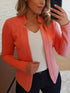 Solid Color Split Open Front Long Sleeve Elegant Blazer