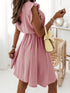 Solid Color Waistband Ruffle Sleeve Dress