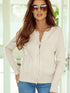 Solid Contrast Lace Striped V-Neck Long Sleeve Blouse