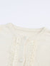 Solid Contrast Lace Striped V-Neck Long Sleeve Blouse