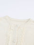 Solid Contrast Lace Striped V-Neck Long Sleeve Blouse