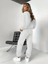 Solid Crew Neck Sweatshirt & Drawstring Jogger Pants Two-Piece Set