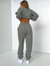 Solid Crew Neck Sweatshirt & Drawstring Jogger Pants Two-Piece Set