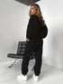 Solid Crew Neck Sweatshirt & Drawstring Jogger Pants Two-Piece Set