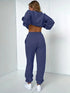 Solid Crew Neck Sweatshirt & Drawstring Jogger Pants Two-Piece Set