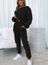Solid Crew Neck Sweatshirt & Drawstring Jogger Pants Two-Piece Set