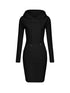 Solid Drawstring Long Sleeve Pocket Hooded Active Sports Mini Dress