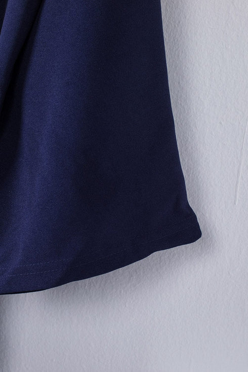 Solid Five-Point Sleeve Belted Wide-Leg Jumpsuit