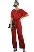 Solid Five-Point Sleeve Belted Wide-Leg Jumpsuit