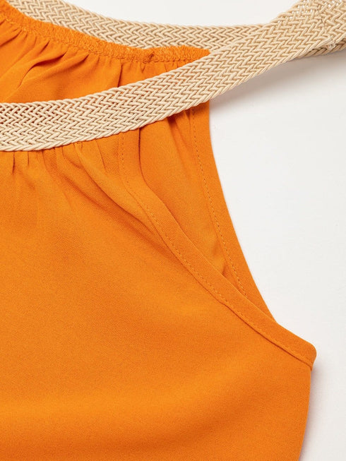 Solid Halter Neck Open Back Sleeveless Dress