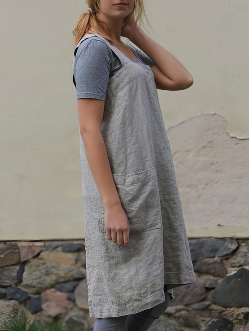 Solid Home Service Loose Short Dress With Pocket - Bare - A-Line - Square - Tube