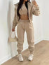 Solid Hooded Jacket & Crew Neck Tank & Elastic Waist Jogger Pants Three-Piece Set