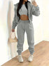 Solid Hooded Jacket & Crew Neck Tank & Elastic Waist Jogger Pants Three-Piece Set