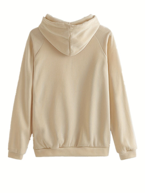 Solid Kangaroo Pocket Hoodie & Drawstring Pants Two-Piece Set