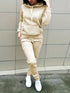Solid Kangaroo Pocket Hoodie & Drawstring Pants Two-Piece Set