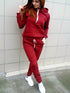 Solid Kangaroo Pocket Hoodie & Drawstring Pants Two-Piece Set