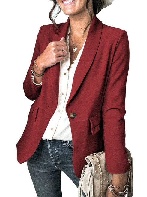 Solid Lapel Button Long Sleeve Blazers