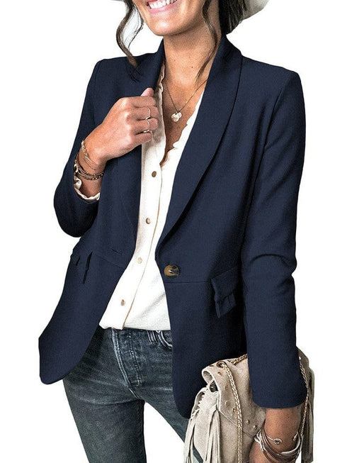 Solid Lapel Button Long Sleeve Blazers