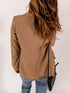 Solid Lapel Long Sleeve Fake Pocket Blazer