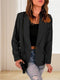 Solid Lapel Long Sleeve Fake Pocket Blazer