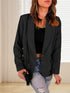 Solid Lapel Long Sleeve Fake Pocket Blazer