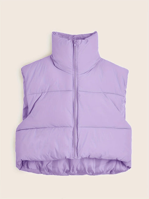 Solid Lightweight Thermal Layer Sleeveless Zip-Up Vest Coat
