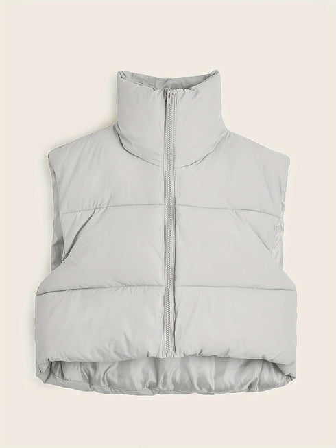 Solid Lightweight Thermal Layer Sleeveless Zip-Up Vest Coat