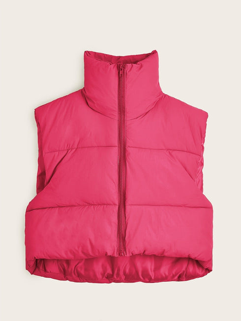 Solid Lightweight Thermal Layer Sleeveless Zip-Up Vest Coat