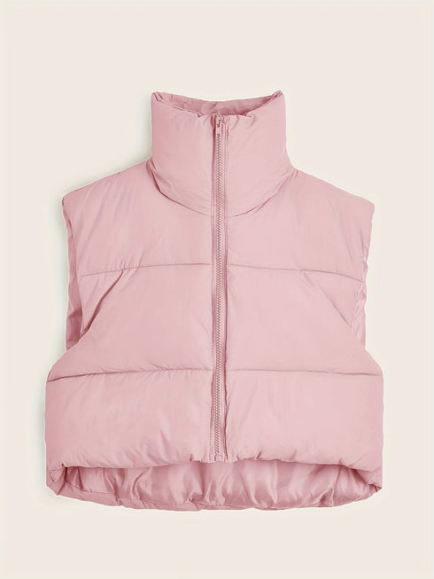 Solid Lightweight Thermal Layer Sleeveless Zip-Up Vest Coat