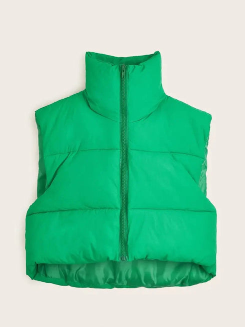 Solid Lightweight Thermal Layer Sleeveless Zip-Up Vest Coat