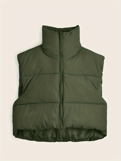 Solid Lightweight Thermal Layer Sleeveless Zip-Up Vest Coat