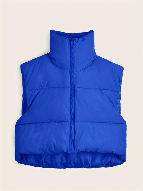 Solid Lightweight Thermal Layer Sleeveless Zip-Up Vest Coat