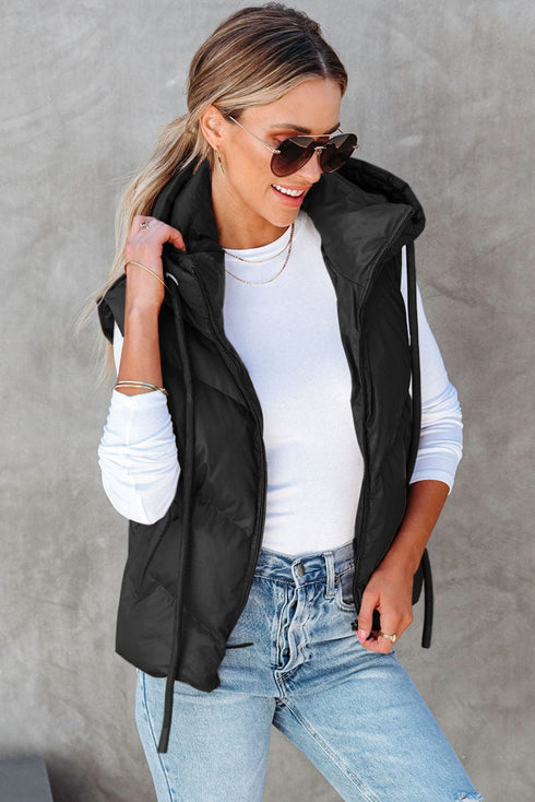 Solid Lightweight Thermal Layer Sleeveless Zip-Up Vest Coat