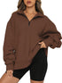 Solid Oversize Zipper Long Sleeve Pullover Basic Hoodie