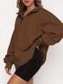 Solid Oversize Zipper Long Sleeve Pullover Basic Hoodie