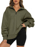 Solid Oversize Zipper Long Sleeve Pullover Basic Hoodie