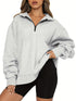 Solid Oversize Zipper Long Sleeve Pullover Basic Hoodie