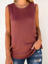 Solid Round Neck Sleeveless Top Vest
