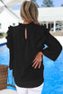 Solid Ruffled V-Neck Long Sleeve Blouse
