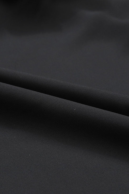 Solid Ruffled V-Neck Long Sleeve Blouse