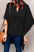 Solid V Neck Bell Sleeve Loose Casual T-Shirt