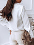 Solid V Neck Long Sleeves Metal Buttons Blouse